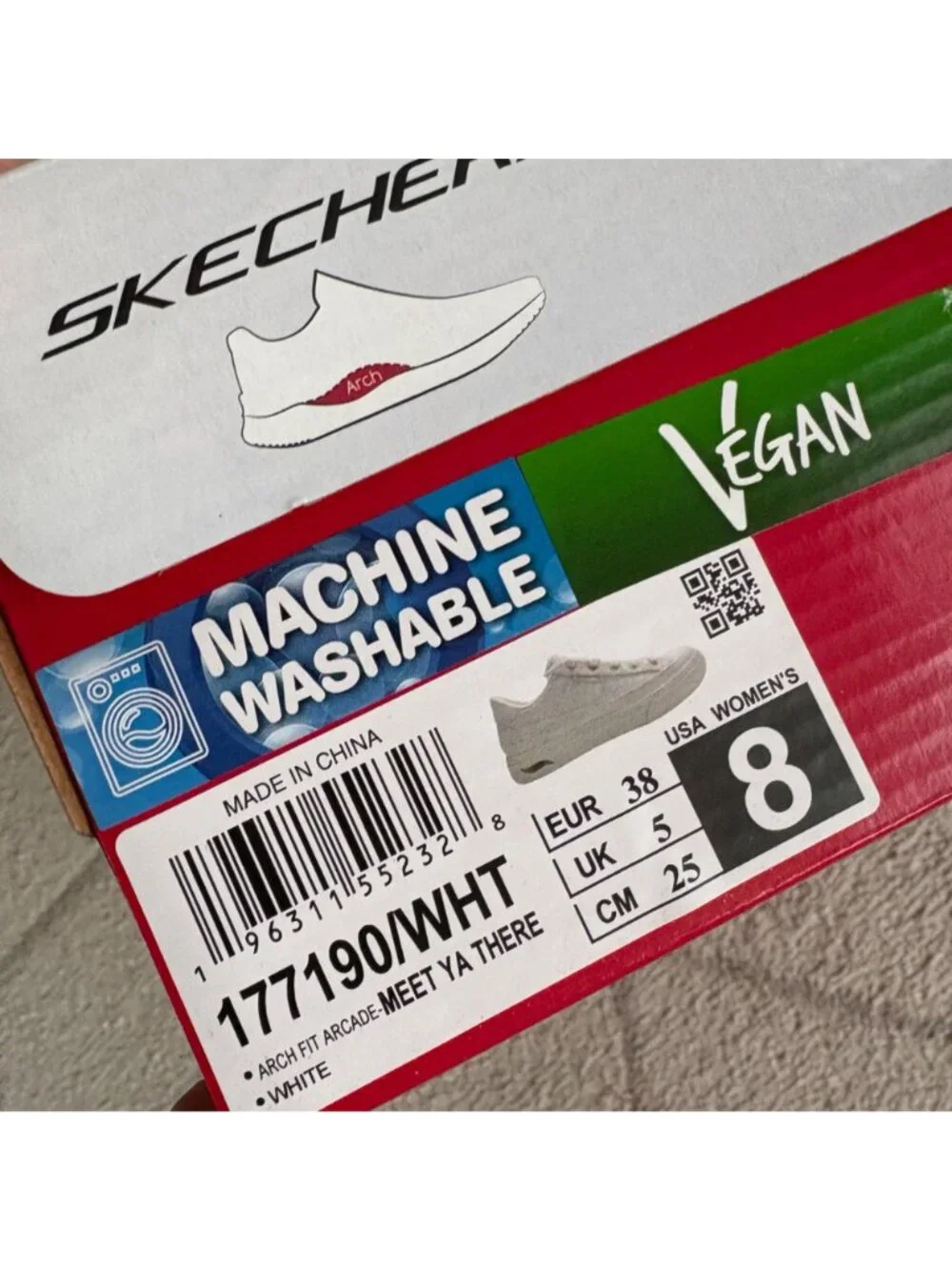 Skechers Arch Fit Arcade Sneakers White Vegan Comfort Shoes NIB sz 8 - Picture 5 of 6